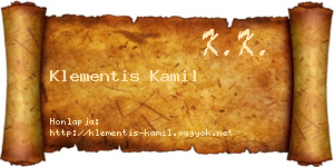 Klementis Kamil névjegykártya
